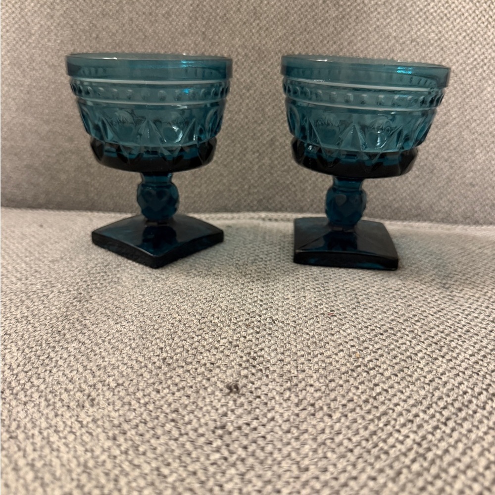 Indiana Glass Colony Park Lane footed teal goblets